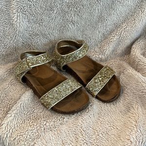 Girls' cork-sole glitter-strap sandals